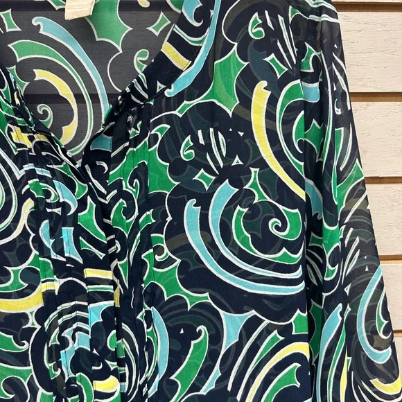 Banana Republic Swirl Pattern Blouse in Green and Blue - Picture 3 of 8